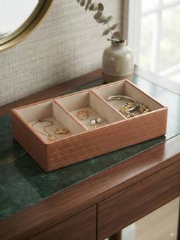 The Home Co - Copper Leatherette Jewellery 3 Partition Tray