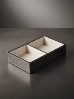 The Home Co - Black Leatherette Jewellery 2 Partition Tray