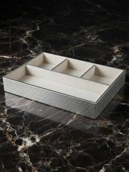 The Home Co - Silver Leatherette Jewellery 4 Partition Tray