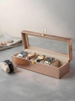 The Home Co - Copper Leatherette 5 Partition Watchbox