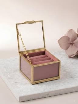 The Home Co - Pink Glass and Metal Ring Box
