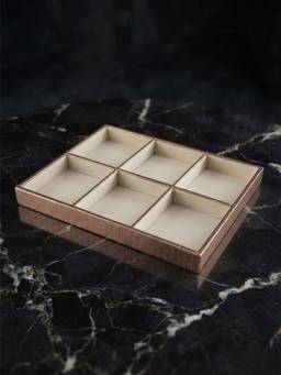 The Home Co - Copper Leatherette Jewellery 6 Partition Tray