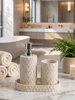 PANO - Cream Velora Bathroom Accessories (Set of 3)