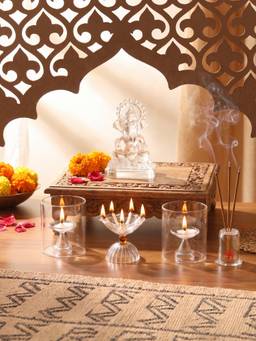 Trovea's - Ganesh Jyoti Glass Pooja (Set of 7)