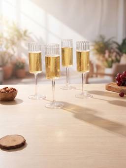 Trovea's - Gleam Flute Ribbed Champagne Glasses (Pack of 4)