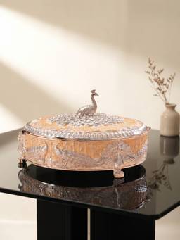 Trovea's - Peacock Embossed 4 Compartment Palace Mukhwas Server