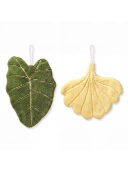 House of Quirk - Green Yellow Soft Coral Fleece Hanging Kitchen & Bathroom Towels (Pack of 2)