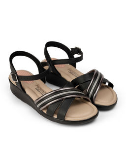 MODARE - Women Cross Strap Sandals Black