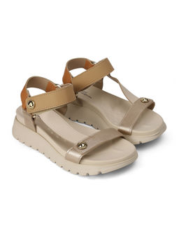 MODARE - Women Ankle Strap Flats Sandals Cream