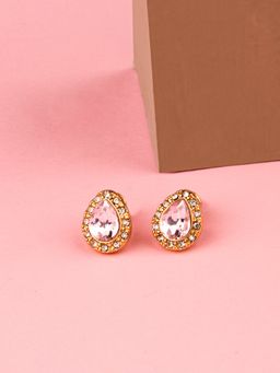 Lilly & Sparkle - Pink Contemporary Drop Shaped Studs Earrings