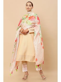 Soch - Women Beige Chanderi Embroidered Suit (Set of 3)