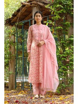 Amoree - Pink Bougan Floral Print Kurta with Pant & Dupatta