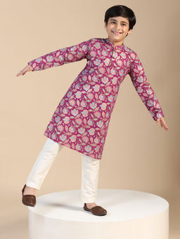 KISAH - Boys Hot Pink Printed Kurta