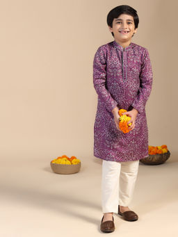 KISAH - Boys Mauve Printed Kurta