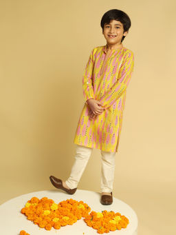 KISAH - Boys Yellow Printed Kurta and Pant (Set of 2)