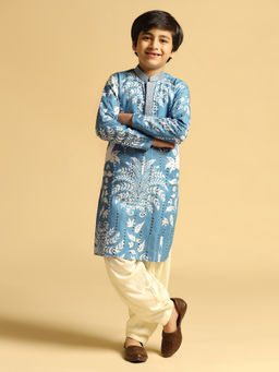 KISAH - Boys Blue Printed Kurta with Patiala (Set of 2)
