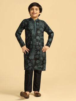 KISAH - Boys Black Printed Kurta