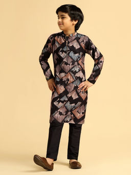 KISAH - Boys Black Printed Kurta and Pant (Set of 2)