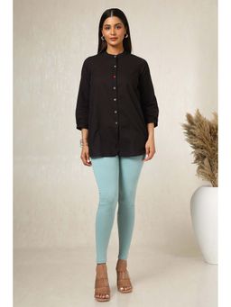 Soch - Womens Powder Blue Cotton Blend Solid Leggings