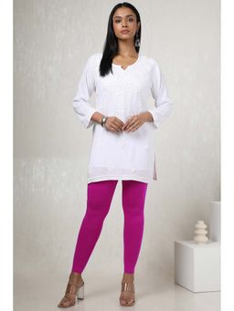 Soch - Womens Magenta Cotton Blend Solid Leggings
