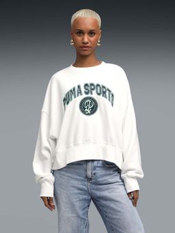 Puma - White Printed Oversized Sweatshirt