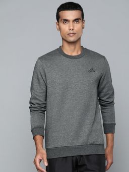 Alcis - Men Charcoal Grey Solid Cotton Sweatshirt