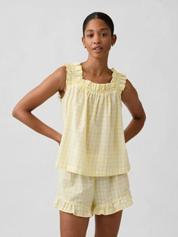 GAP - Women's Gingham Printed Square Neck Tank Top