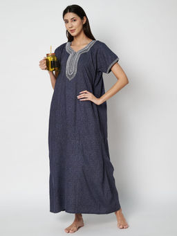 KOI SLEEPWEAR - Mocha Dots Embroidered Night Gown for Women