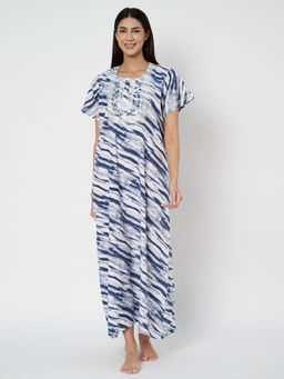 KOI SLEEPWEAR - Women's Premium Abstract Wave Printed Cotton Gown