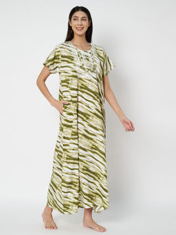 KOI SLEEPWEAR - Women's Premium Abstract Wave Printed Cotton Gown