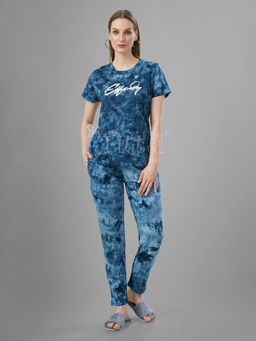 TITTLI - Pure Cotton Tie and Dye Round Neck Short Sleeves T-Shirt and Pyjama for Women