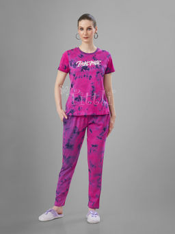 TITTLI - Pure Cotton Tie and Dye Round Neck Short Sleeves T-Shirt and Pyjama for Women