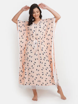 KOI SLEEPWEAR - Premium Lace Detail Printed Kaftan Nightwear