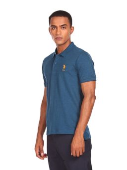 U.S. POLO ASSN. - Men Blue Short Sleeve Solid Polo T-shirt