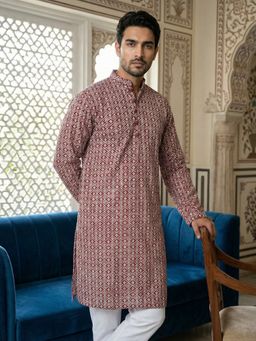 Jompers - Maroon Classic Cotton Embroidered Kurta