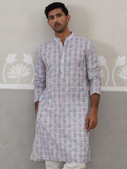 Jompers - Blue Cotton Embroidered Kurta