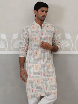 Jompers - Off White Cotton Embroidered Kurta