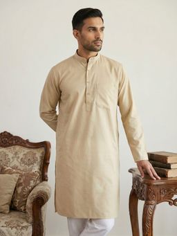 Jompers - Beige Cotton Solid Kurta