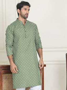 Jompers - Olive Cotton Printed Kurta