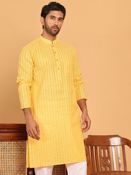 Jompers - Yellow Cotton Stripes Kurta