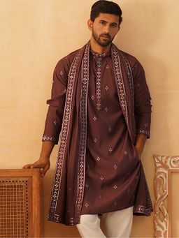 Jompers - Purple Silk Sequined Kurta and Dupatta