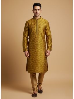 ETHNIC INDIA - Yellow Men Woven Design Polyester Kurta