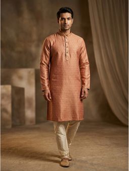 ETHNIC INDIA - Pink Men Woven Design Polyester Kurta