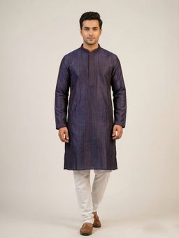 ETHNIC INDIA - Blue Men Abstract Polyester Kurta