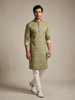 ETHNIC INDIA - Yellow Men Paisley Polyester Kurta