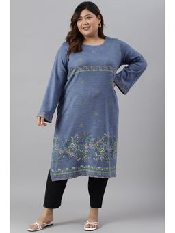 W - Blue Floral Winter Kurta