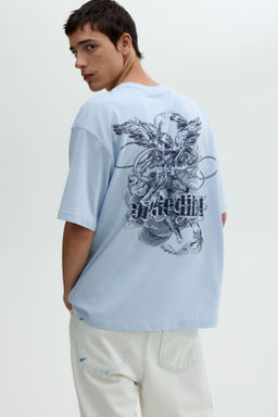 H&M - Men Blue Loose Fit Printed T-Shirt