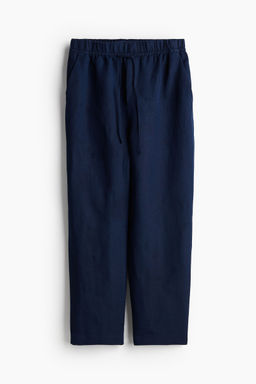 H&M - Women Blue Linen-Blend Tape Trousers