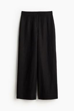 H&M - Women Black Linen-Blend Trousers