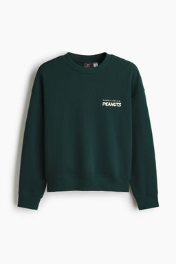 H&M - Men Green Oversized Fit Printed Sweatshirt